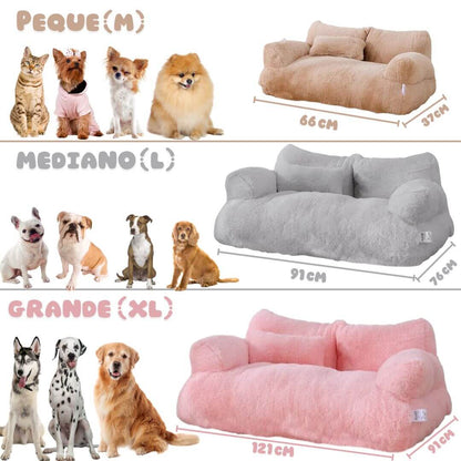 Sofá para mascotas - Diseño anti estrés, tela de peluche, Relleno extra acolchado y vienen 3 tamaños para que escojas - ¡Hazlo feliz hoy mismo!