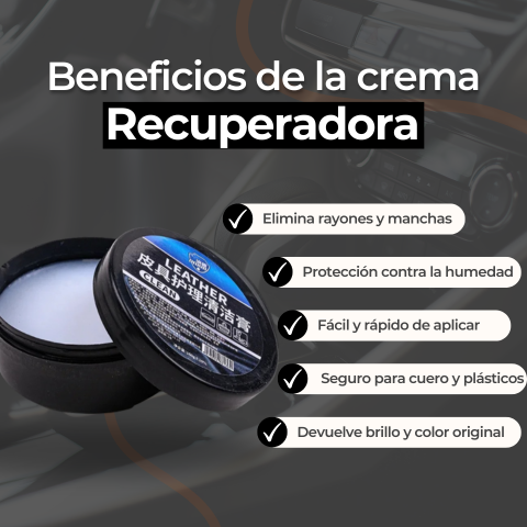 Crema recuperadora de carros - Restaura rayones, manchas, humedad, cuero y plástico - ¡Transforma tu carro como nuevo! SUPER OFERTA PAGA 1 LLEVA 2 Y PAGA 2 LLEVA 4