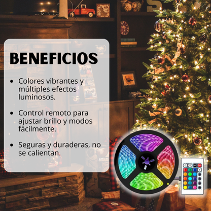 Luces RGB para navidad  Con control remoto, trae variedad de colores y efectos - ¡No dejes que se te haga tarde para comprar tus luces!