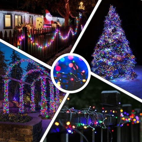 Luces navideñas - incluye panel solar, multicolor con 8 modos, son de 20 metros y resistente al agua - ¡Ahorra energía! 50% DCT