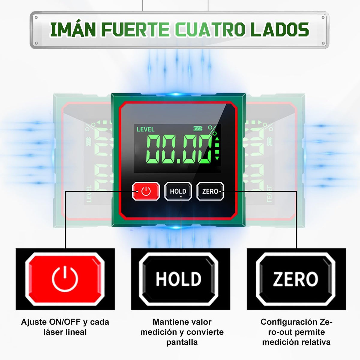 Medidor láser digital- Ayuda a nivelar y ser preciso en reparaciones o construcciones - ¡No más trabajos chuecos!