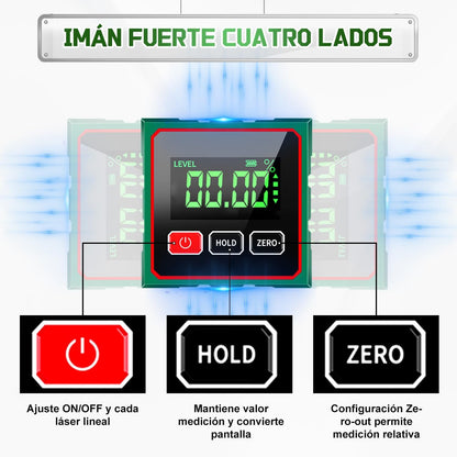Medidor láser digital- Ayuda a nivelar y ser preciso en reparaciones o construcciones - ¡No más trabajos chuecos!