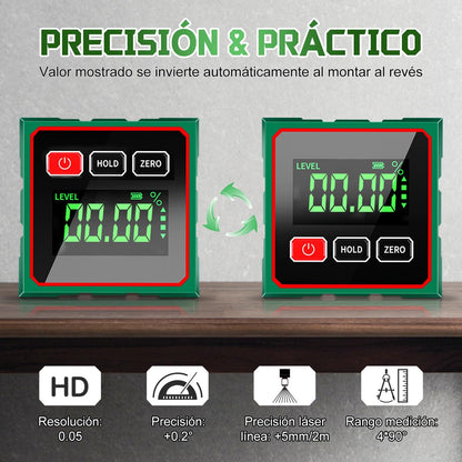 Medidor láser digital- Ayuda a nivelar y ser preciso en reparaciones o construcciones - ¡No más trabajos chuecos!