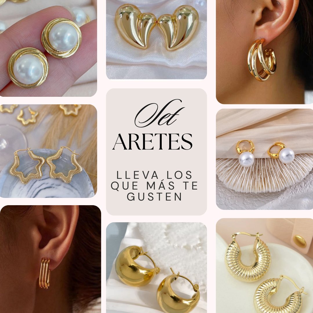 Pack a tu Medida Aretes ORELLA (Escoge el pack con tus favoritas) ¡SUPER OFERTA x2 x3 x4!  DOBLE BAÑO DE ORO DE 18K + ENVÍO GRATIS