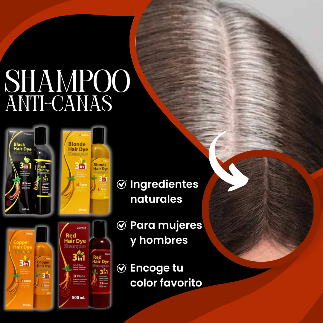 💥 SHAMPOO ANTI-CANAS ¡RECUPERA TU COLOR Y JUVENTUD! + ENVÍO GRATIS